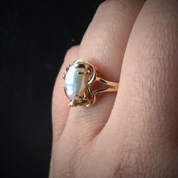 SOLD 14k Free Form Pearl Ring - Picture 7 of 8